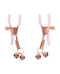 Peaches N Creame Bell Nipple Clamps with adjustable silicone tips and dangling bells for enhanced sensory play.