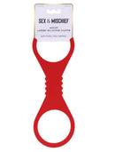 Sex & Mischief Amor Silicone Cuffs Large Red, body-safe silicone cuffs for intimate exploration and bondage.