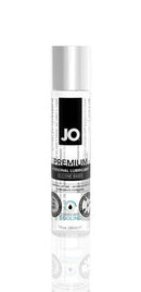 JO Premium Cool Silicone-based lubricant 1 Oz bottle, designed for long-lasting glide and cooling sensation.