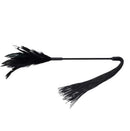Sex & Mischief Shadow Feather Tickler Black with soft feathers and silicone strands for sensual exploration.