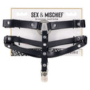 Sex & Mischief Shadow Garters Black Silver stylish faux leather accessory for lingerie or fashion ensembles.