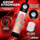 Jock Pump Up Gauge Penis Pump with Bulb Black showcasing pressure gauge and ergonomic pump design.