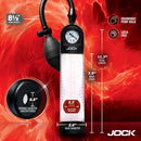 Jock Pump Up Gauge Penis Pump with Bulb Black with pressure gauge and ergonomic design for precision enhancement.
