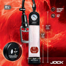 Jock Pump Up Gauge Penis Pump with Pull Rod Black showing measurements and features for improved performance.