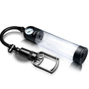 Jock Pump Up Gauge Penis Pump with Pull Rod Black featuring a transparent cylinder and precision gauge for controlled performance.