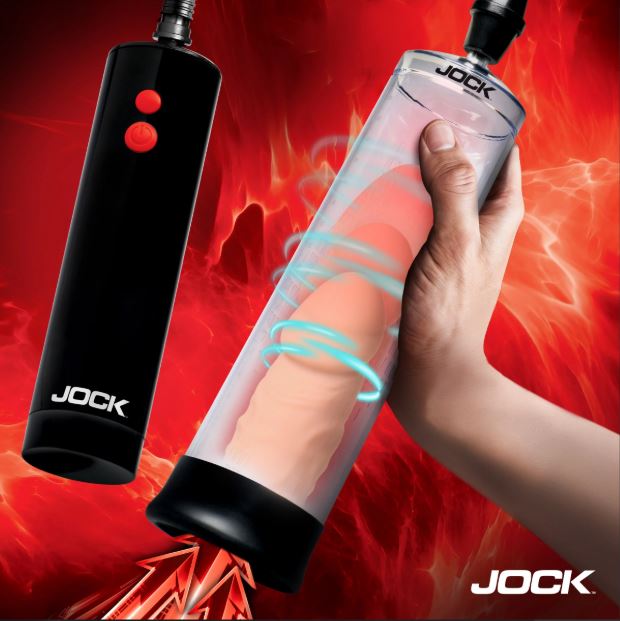 Jock Advanced Power Pump Up Automatic Penis Pump with control buttons and demonstration of use.