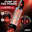 Jock Power Up Automatic Waterproof Penis Pump Black with 4 speeds and modes for personalized suction control.