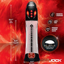 Jock Power Up Automatic Waterproof Penis Pump Black with LED gauge and adjustable settings for personalized suction.