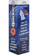 Quickies To Go ULTRASKYN Ass Masturbator packaging with free iLube packet, promoting quick instant gratification.