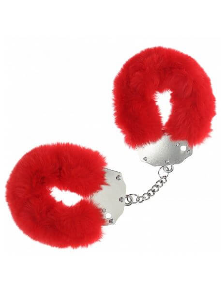 OUCH! HEAVY DUTY FLUFFY HANDCUFFS - RED-0