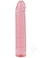 Vivid Ribbed Jellie Cock Sunrise by Doc Johnson - 7-inch pink ribbed textured pleasure product for heightened stimulation.