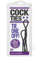 Fully adjustable silicone cock ties in black by Doc Johnson in packaging