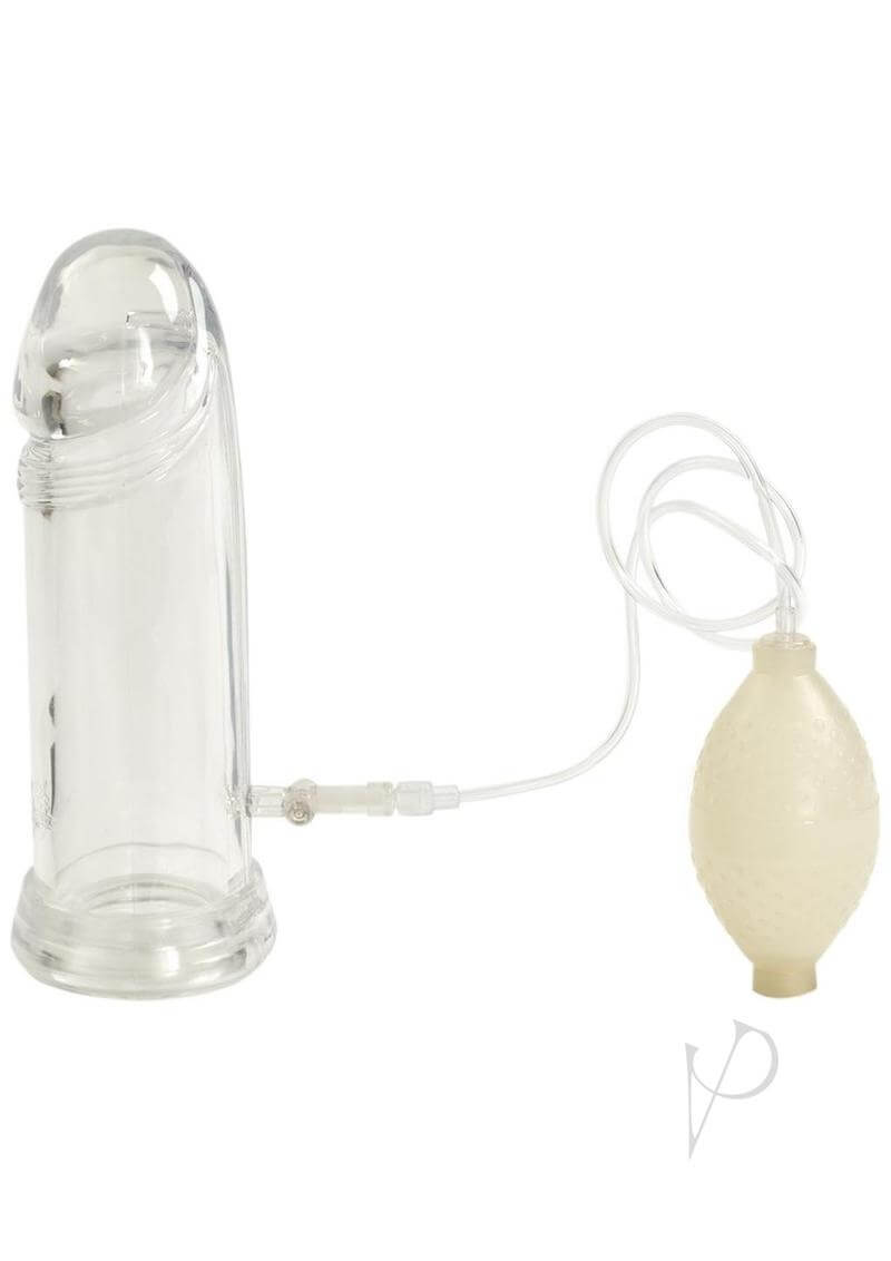 Clear P3 Penis Pump with patented quick-disconnect valve and bulb-operated vacuum for enhanced performance and increased stamina.