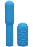 Pocket Rocket Elite Mini Vibrator With Removable Sleeve Blue - sleek, rechargeable design for powerful pleasure.