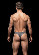Model showcasing the Envy Sexy Slinky Thong Grey M L from the back, highlighting its sleek design and comfortable fit.