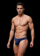 Model showcasing Envy Sexy Slinky Brief Navy M L with sleek design and supportive fit for stylish comfort.