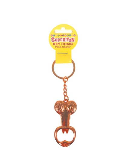 Super Fun Penis Bottle Opener Key Chain with a colorful packaging and a novelty design for parties and gatherings.