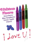 Play Pens Edible Body Paint Brushes 4 Delicious Flavors with strawberry, blue raspberry, green apple, and cherry colors.