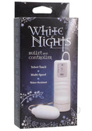 White Nights Velvet Touch Bullet and Controller Packaging with Multi-Speed and Water-Resistant Features