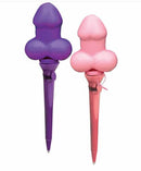 Super Fun Popping Penis Pen 12-Piece Display featuring purple and pink novelty pens.
