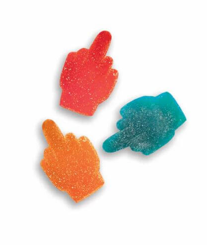 Bag of Fucks I Have To Give Sour Gummies 2.2 Oz - colorful, middle finger-shaped sour gummies