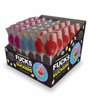 Fucks I Have to Give Suckers 30 Pc Display featuring colorful novelty lollipops in a fun and eye-catching presentation.