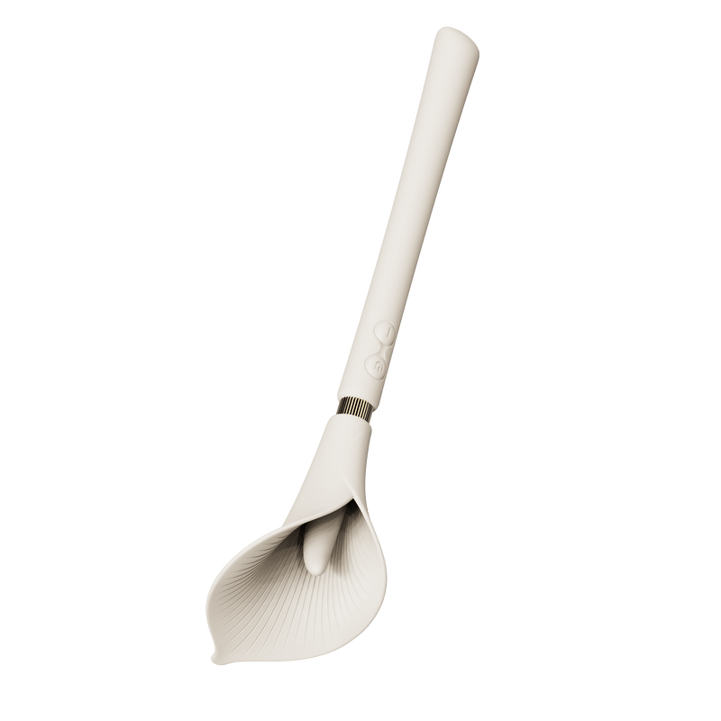 ZALO Calla Dual-Head Vibrating Wand in ivory white with a petal-like design for discreet and powerful stimulation.