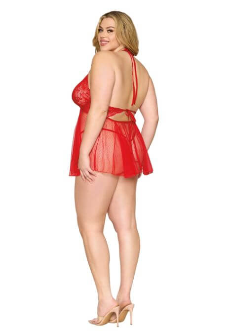 BABYDOLL & GSTRING POINSETTIA Q/S-1