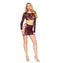 BRALETTE & MINI SKIRT CHERRY LACQUER O/S-0