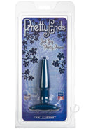 Doc Johnson Pretty Ends Small Butt Plug in Midnight Blue packaging for beginners' anal play, phthalate-free, body-safe, with smooth tapered shape