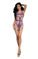 Dreamgirl Purple Folly Teddy One Size in rich purple with gold hardware, showcasing sexy and bold lingerie design.