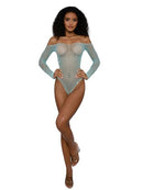 Dreamgirl Rhinestone Off Shoulder Bodystocking Agate featuring rhinestone accents and off-shoulder design.