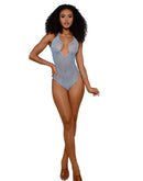 Dreamgirl Lingerie Ashley Teddy Arctic Blue OS showcasing a sleek design with sheer mesh in an elegant Arctic blue color.