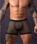 Male Power Fishnet 2.0 PCH Short Black S showcasing a muscular man wearing black fishnet underwear.