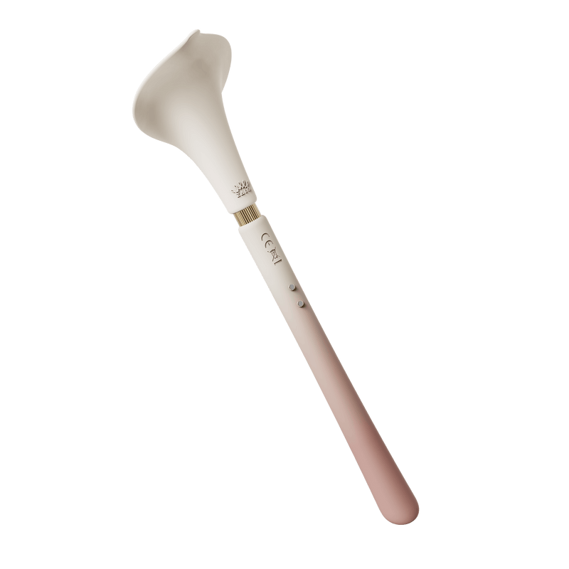 ZALO Calla Dual-Head Vibrating Wand in Blossom Pink, featuring smooth silicone and dual motors for pleasure.