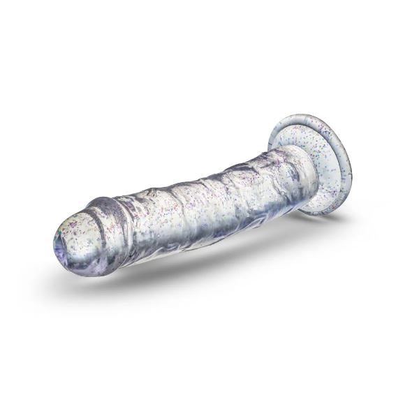 Naturally Yours Gala Dildo 6 inches Sparkling Clear with a glitter-infused, crystal-clear design.