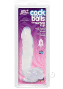 Jelly Jewels 6-inch suction cup dildo with realistic cock and balls in packaging