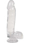 Clear jelly dildo with suction cup base and lifelike cock and balls (6 inches)