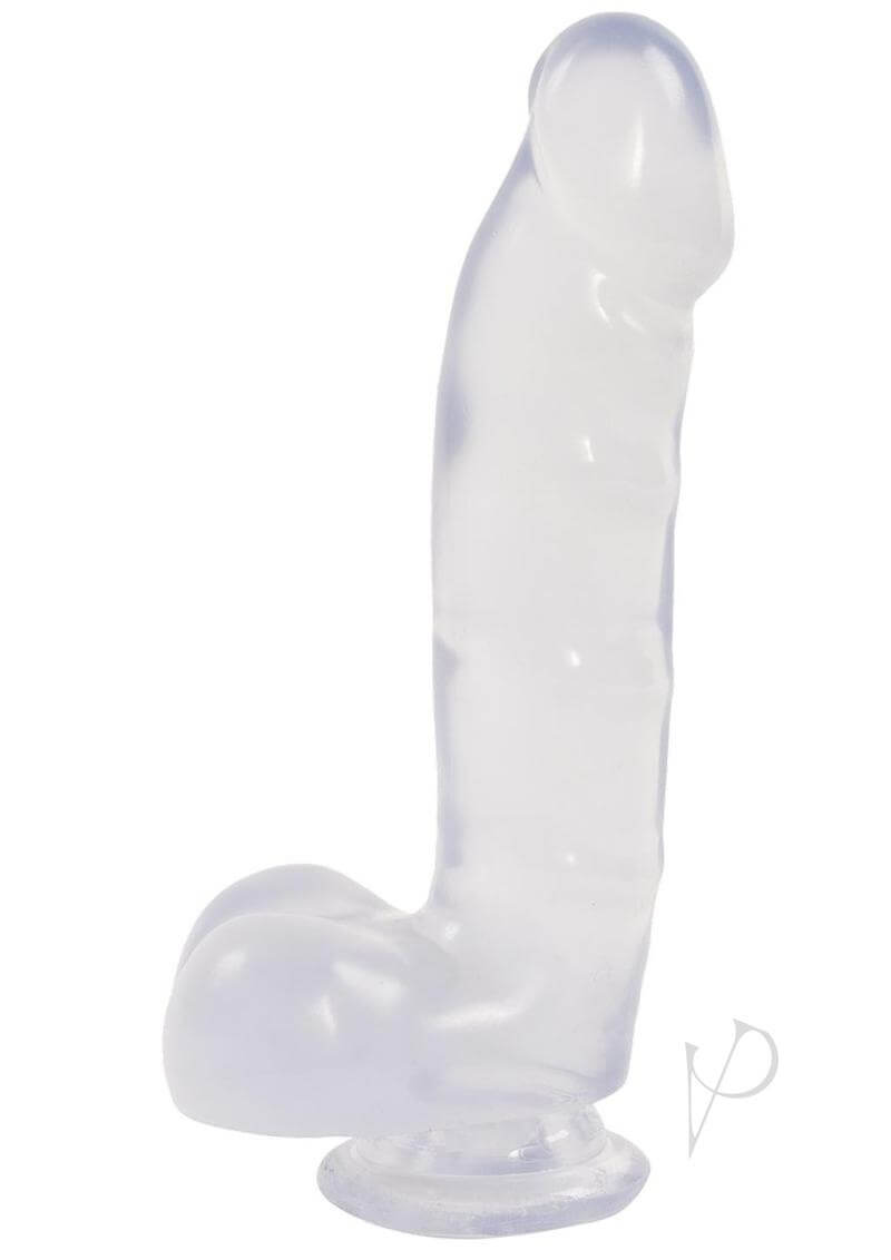 Jelly Jewels with Suction Cup Cock and Balls (6 inches), realistic design, clear ridged shaft for authentic pleasure experience