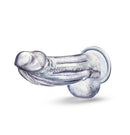 Naturally Yours Bling Dildo with Balls 7.5 inch Sparkling Clear on a white background, showcasing its glitter-infused design.