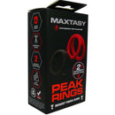 Maxtasy Peak Rings packaging showcasing soft silicone cock rings with ergonomic design for comfort and pleasure.