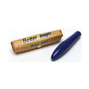 Little Genie Better Finger Vibe 5 Inch Blue next to its packaging, showcasing its compact and sleek design.