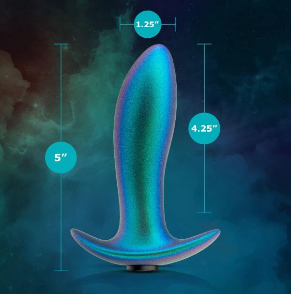 Neptune Teal Anal Adventures Matrix Voyager Plug with measurements labeled 5 inches in height, 1.25 inches width, and 4.25 inches insertable length.