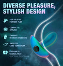 Diverse pleasure stylish design features of Anal Adventures Matrix Voyager Plug in teal with icons for solo play, safety, and versatility.