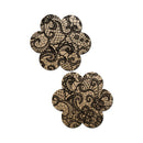 Pastease Lace Flower Nipple Pasties Beige/Black with intricate black lace design on a nude background.