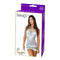 Sheer halter dress blue lingerie packaging featuring model in elegant design, showcasing a mix of mesh and lace details.