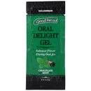 Goodhead Oral Delight Gel Chocolate Mint 0.24 Oz Bulk package with mint leaves and flavor enhancement details.