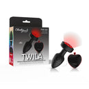 Viben Twila Twirling Smoke Gem Light Up Vibrating Anal Plug packaging with remote control, showcasing an enticing design.