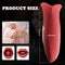 Clitoral vibrator size comparison and design features with lipstick shape illustration and product dimensions.