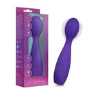 Sexy Things Velvet High Vibrating Wand Purple in its packaging, showcasing a flexible design and multiple vibration settings.